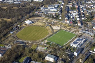Aerial view, redesign of SportPark Mottbruch, sports park and leisure park, pump track facility and