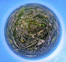 Aerial view, district Brauck residential area, roundabout Horster Straße and Wiesmannstraße, globe,