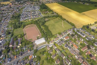 Aerial view, future building area south of Horster Straße, sports hall and sports field football