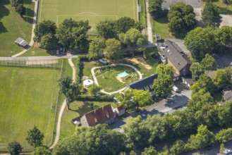 Aerial view, playground KIndergarten Elterninitiative Am Eichenwäldchen e.V., Bockum-Hövel, Hamm,