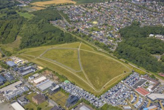 Aerial view, sports facility roller sports training track Radbod, below car park Potthoff - VW