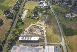Aerial view, construction site at Handelshof Hamm wholesale supermarket on Römerstraße,