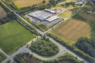 Aerial view, construction site Handelshof Hamm wholesale supermarket on Römerstraße, construction
