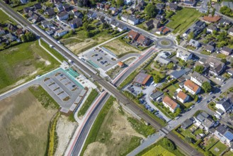 Aerial view, planned local transport connection with stop in Westtünnen, construction site at