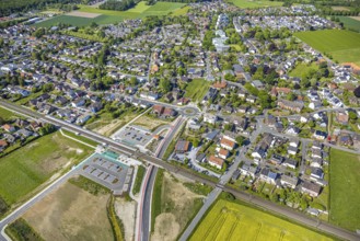 Aerial view, planned local transport connection with stop in Westtünnen, construction site at