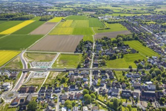 Aerial view, planned local transport connection with stop in Westtünnen, construction site at