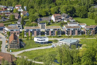 Aerial view, Construction site at the Schlossmühle, Living and Living Schlossstraße, Heessen