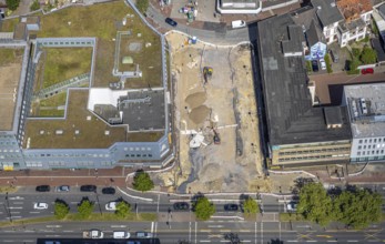 Aerial view, construction site Westentor am City-Center, federal road 63 Westring, centre, Hamm,