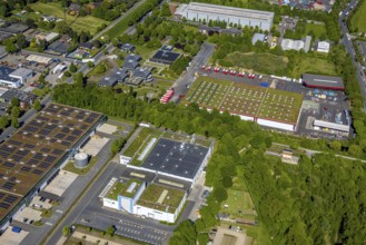 Aerial view, roofing purchase, DEX, Rhynern, green roofs, Hamm, Ruhr area, North Rhine-Westphalia,