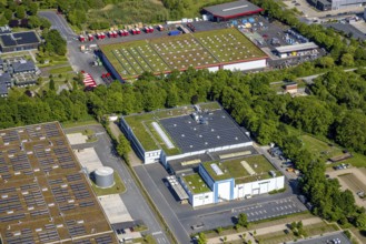 Aerial view, roofing purchase, DEX, Rhynern, green roofs, Hamm, Ruhr area, North Rhine-Westphalia,