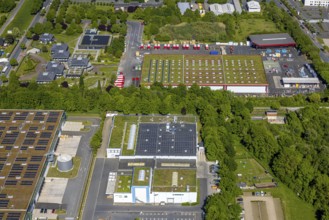 Aerial view, roofing purchase, DEX, Rhynern, green roofs, Hamm, Ruhr area, North Rhine-Westphalia,