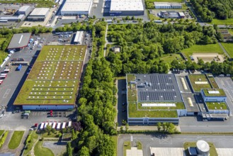 Aerial view, roofing purchase, DEX, Rhynern, green roofs, Hamm, Ruhr area, North Rhine-Westphalia,