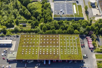 Aerial view, roofing purchase, DEX, Rhynern, green roofs, Hamm, Ruhr area, North Rhine-Westphalia,