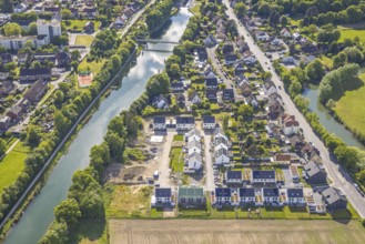 Aerial view, new development area for residential buildings Im Fuchswinkel on Lippestraße /