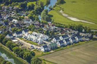 Aerial view, new development area for residential buildings Im Fuchswinkel on Lippestraße /
