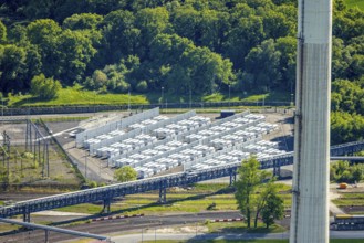 Aerial view, battery storage site of RWE power plant Westfalen, Uentrop, Hamm, Ruhr area, North