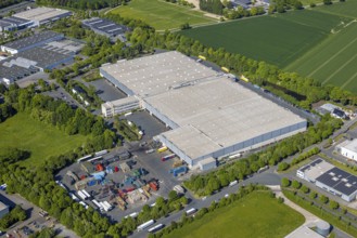 Aerial view, Netto warehouse in the Oberster Kamp industrial estate on the A2 motorway, Oberallener