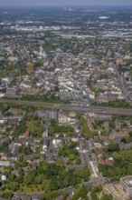 Aerial view, city centre Gelsenkirchen, main station railway tracks, Bahnhofstraße pedestrian zone