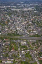 Aerial view, city centre Gelsenkirchen, main station railway tracks, Bahnhofstraße and Ringstraße,
