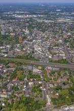 Aerial view, city centre Gelsenkirchen, main station railway tracks, Bahnhofstraße and Ringstraße,
