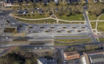 Aerial view, ZOB bus station Buer on Goldbergstraße, Buer, Gelsenkirchen, Ruhr area, North