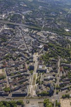 Aerial view, city centre with Ebertstraße, Hans-Sachs-Haus and Heinrich-König-Platz, main station