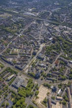 Aerial view, city centre with Ebertstraße, Hans-Sachs-Haus and Heinrich-König-Platz, main station