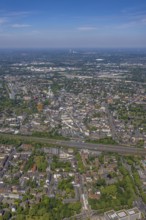 Aerial view, city centre Gelsenkirchen, main station railway tracks, Bahnhofstraße and Ringstraße,