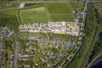 Aerial view, construction site and new housing estate WohnSiedlung Am Glückauf Park Hassel - Park