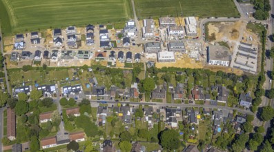 Aerial view, construction site and new housing estate WohnSiedlung Am Glückauf Park Hassel - Park