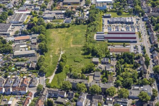 Aerial view, Engelbertstraße meadow open space, former Ewald colliery site, Resse, Gelsenkirchen,