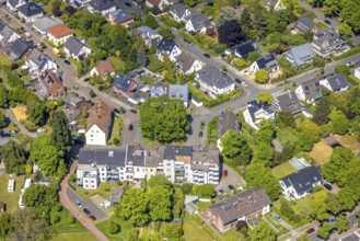 Aerial view, Kentroper Weg residential area and tree in Windthorststraße turning circle, centre,