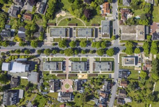 Aerial view, Lippestrasse development area, green roof, Hamm, Ruhr area, North Rhine-Westphalia,