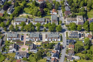 Aerial view, Lippestrasse development area, green roof, Hamm, Ruhr area, North Rhine-Westphalia,