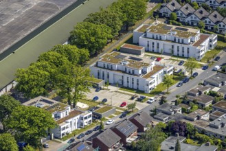 Aerial view, Schützenstraße development area, green roof, Hamm, Ruhr area, North Rhine-Westphalia,