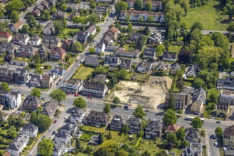 Aerial view, construction site Ostenallee corner Fasanenstraße, Uentrop, Hamm, Ruhr area, North