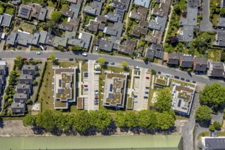 Aerial view, Schützenstraße development area, green roof, Hamm, Ruhr area, North Rhine-Westphalia,