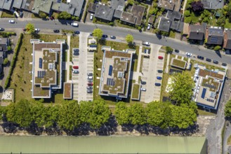Aerial view, Schützenstraße development area, green roof, Hamm, Ruhr area, North Rhine-Westphalia,