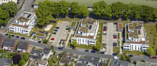 Aerial view, Schützenstraße development area, green roof, Hamm, Ruhr area, North Rhine-Westphalia,