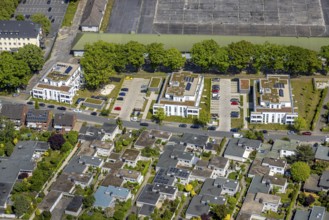Aerial view, Schützenstraße development area, green roof, Hamm, Ruhr area, North Rhine-Westphalia,