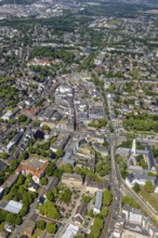 Aerial view, City centre Gelsenkirchen-Buer Hochstraße with cathedral catholic provost church St.