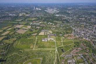 Aerial view, Hugo/Consol Consolidation colliery with winding tower, Devesestraße, commercial and