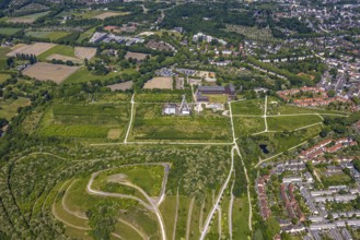 Aerial view, Hugo/Consol Consolidation colliery with winding tower, Devesestraße, commercial and