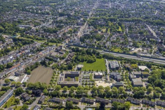 Aerial view, Schloss Berge office park with Gelsenkirchen tax office, Ludwig-Erhard-Straße