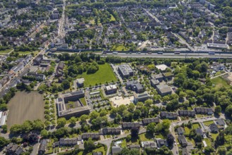 Aerial view, Schloss Berge office park with Gelsenkirchen tax office, Ludwig-Erhard-Straße