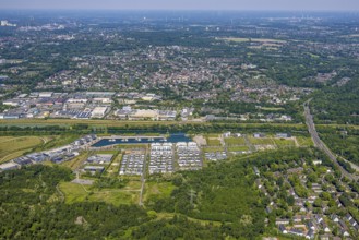 Aerial view, Graf Bismarck Johannes-Rau-Allee urban quarter, residential complex and Stölting