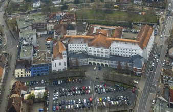 Aerial view, Johanniter-Kliniken Hamm general hospital, Santa-Monica-Platz car park Königstraße car