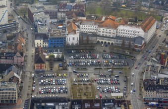 Aerial view, Johanniter-Kliniken Hamm general hospital, Santa-Monica-Platz car park Königstraße car