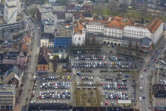 Aerial view, Johanniter-Kliniken Hamm general hospital, Santa-Monica-Platz car park Königstraße car