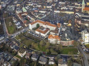Aerial view, Johanniter-Kliniken Hamm general hospital and Südring car park, at the back